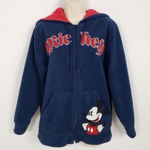 Mickey Mouse Zip Up Jacket Missy Med Blue Fleece
